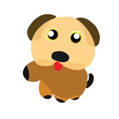 Cartoon Dog with Big Eyes – Cute Chubby Puppy Vector Illustration
