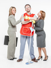 The Cleaner. A comedy character with a parody reversing conventional domestic gender roles.