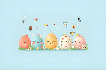 Cute Easter Eggs with Butterflies