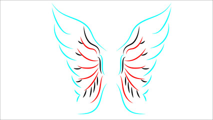 Butterfly or Angel Wings Illustration on White Background: Elegant and High-Quality Vector Art for Fantasy, Spiritual, Fashion, and Decorative Design Projects