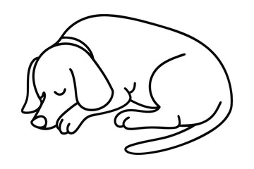 Sleeping Dog Illustration Cute Pet Contour Vector Graphic Design Element
