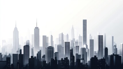 Fototapeta premium City skyline silhouette, urban landscape, tranquil morning, use for background, posters, or wallpapers