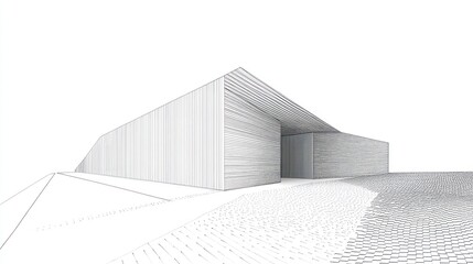 Fototapeta premium Architectural Sketch of Modern Building Exterior