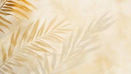 Abstract summer watercolor background with palm leaves