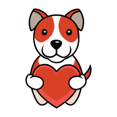 A cute pit bull dog holding a heart with its paws, eyes full of love and charm—spreading warmth, kindness, and a big dose of puppy affection.