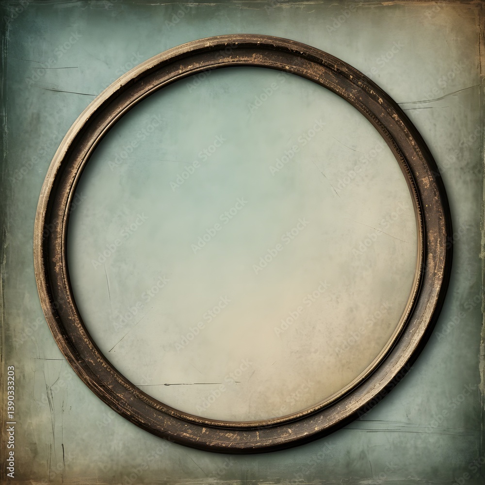 Poster worn circular frame texture, a distressed background image with soft gradient tones. a moody and atm