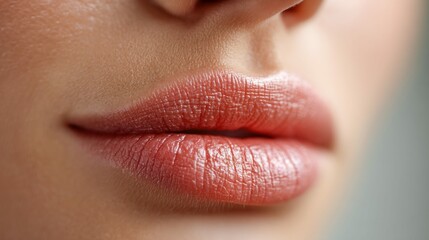 Fototapeta premium A detailed close-up shot of a person's lips, showcasing their natural beauty and texture.