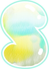 Watercolor Cloud Alphabet Letter Lowercase s.