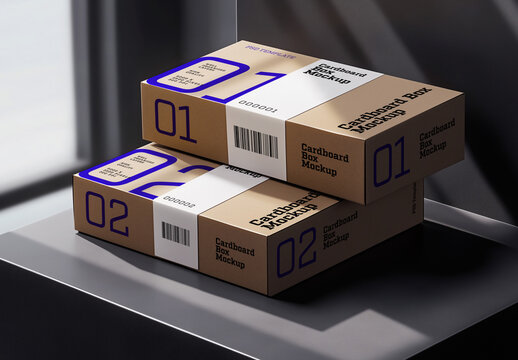 Cardboard Box Mockup for Vehicle Branding and Fleet Design
