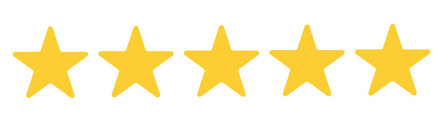 Five-star quality rating icon. Vector illustration. Customer feedback concept. Vector isolated flat illustration for web design. Rating stars feedback icon set