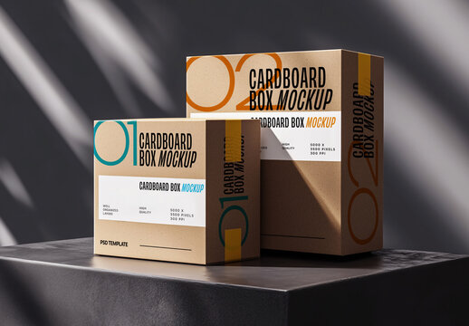 Cardboard Box Mockup for Vehicle Branding and Fleet Design