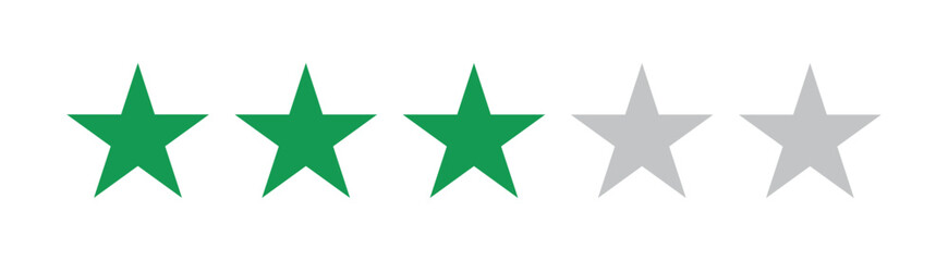 Obraz premium Five star rating, positive feedback. Customer review with three stars. Service satisfaction, quality, good rate vector illustration. rating review flat icon