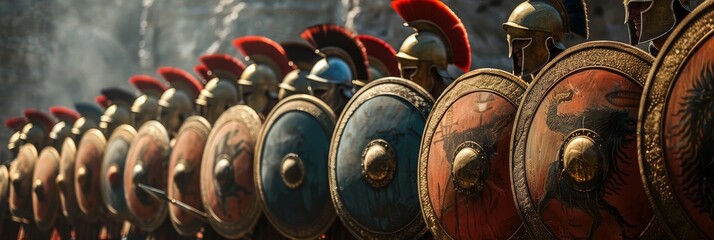 Hoplites Shield Wall Formation Ancient Army - Ancient warfare, military strategy, hoplite phalanx, Roman legionaries, shields and spears