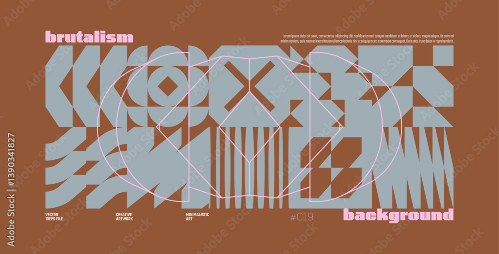 Aufkleber brutalism abstract vector brown color background with postmodern geometric graphic shapes in y2k aes