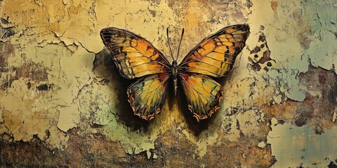 butterfly roman nature color oil panting 