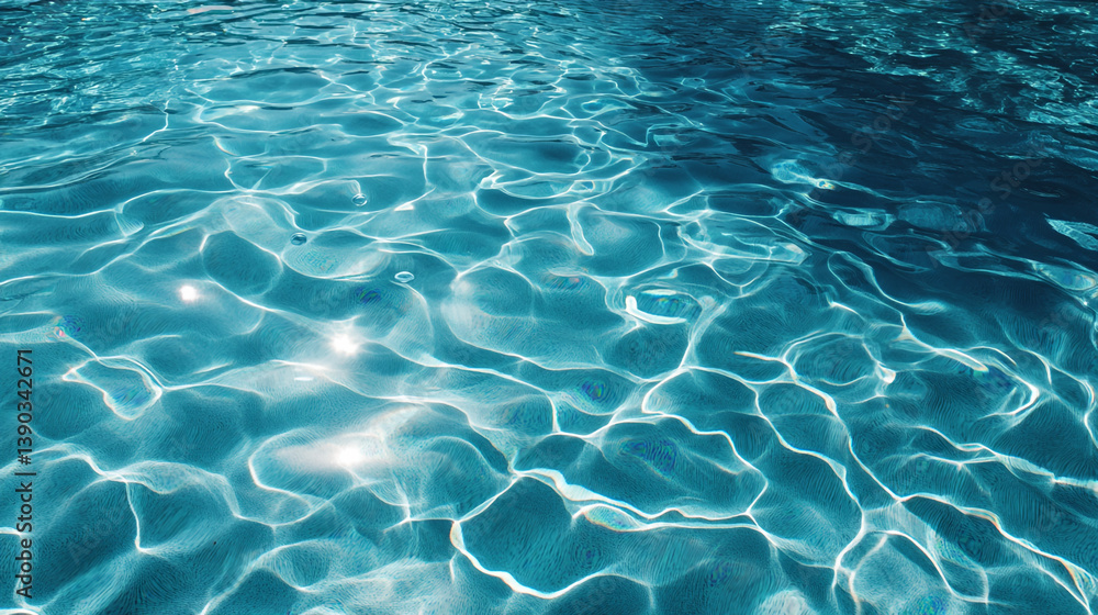Poster an overhead shot of clear turquoise water with sunlight reflecting on the surface creating patterns