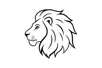 Line art drawing of a lion head in side view.eps