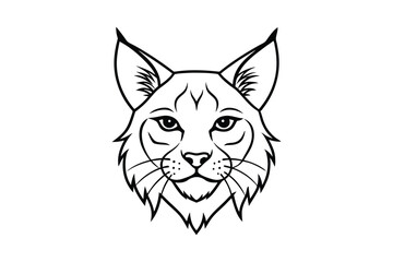 Line art drawing of a lynx head in front view.eps