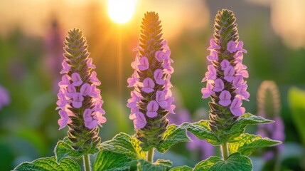 Obraz premium Sunset blooms, vibrant purple flowers