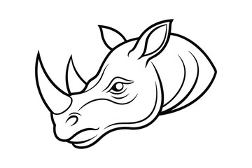 Line art drawing of a rhino head in side view.eps