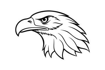 Line art drawing of an eagle head in side view.eps