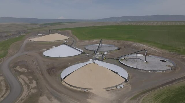 A collection of grain on a farm in rural Oregon.