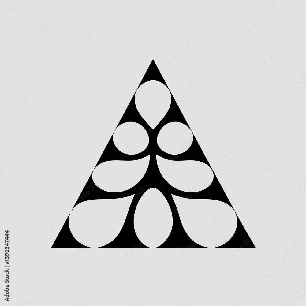Poster black triangle filled with white shapes in symmetrical form
