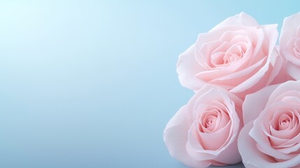 Delicate Pink Roses on Light Blue Background