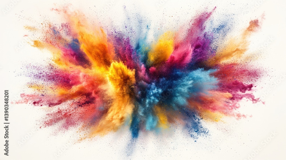 Poster vibrant explosion of colorful powder creating dynamic visuals