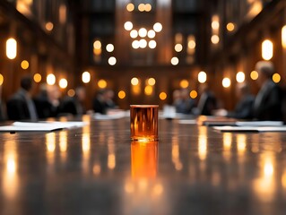 Amber drink with meeting, indoor, and bokeh.