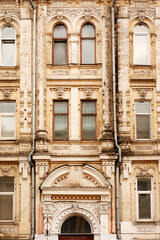 Typical 1900s apartment building in historic Podol (Podil) neighborhood in Kiev, Ukraine