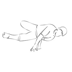 One continuous line art drawing flat illustration dancer, dancing, young adult, motion, people, lifestyle, exercising. Isolated image hand draw outline on white background