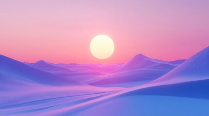 Pastel sunset over surreal hills.