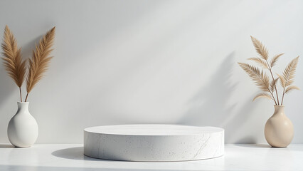 empty stone pedestal displays natural concrete mockup abstract background modern product presentations