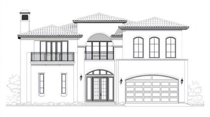 Fototapeta premium Modern House Design Front Elevation Drawing