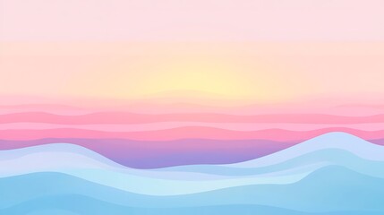 Pastel sunset over wavy landscape. (1)