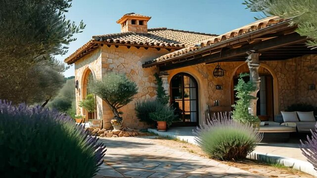 Tuscan Style Villa with Stone Facade and Garden