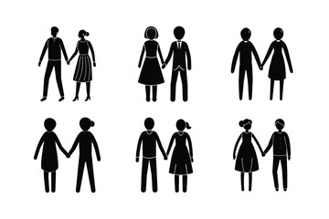 holding hands inclusive couple vector art silhouette