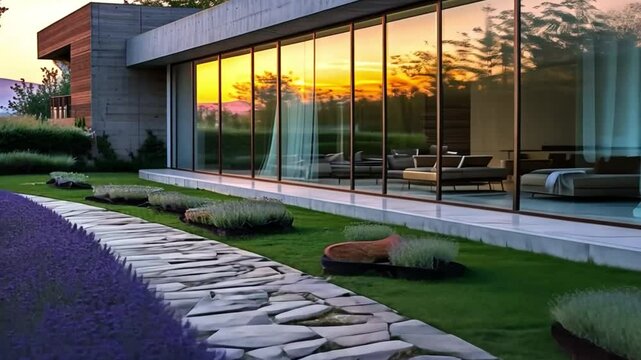 Modern House with Infinity Pool Overlooking Landscape