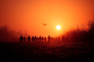 Fototapeta premium Soldiers at Sunrise