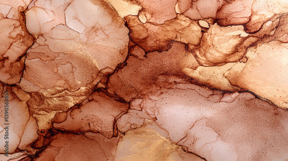 Poster a close up of abstract brown and white fluid art with intricate patterns and flowing formations