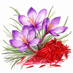 Szafran krokusy ilustracja © Monika Janiak-Klicha