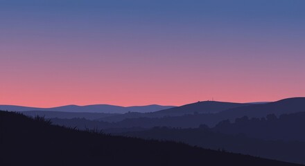 Fototapeta premium Beautiful mountain range under purple sky illustration