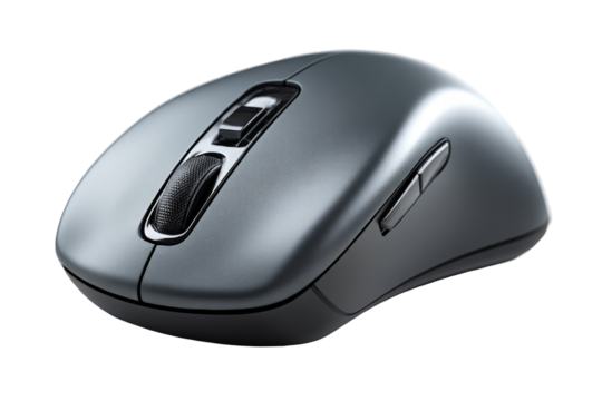 Wireless mouse on transparent background, ready for use