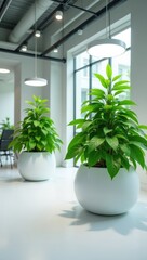Fototapeta premium Smart Indoor Garden with Interactive Plant Care Technology. Perfect for illustrating smart home automation, sustainable living, and the future of plant maintenance.