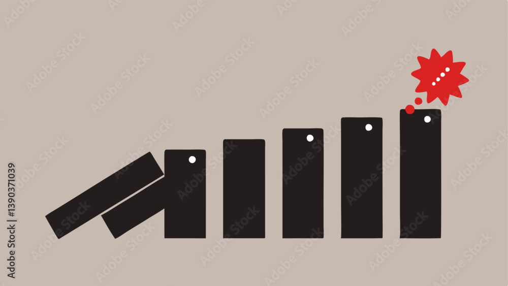 Poster falling dominoes a line of dominoes where one domino labeled negative selftalk is about to fall caus