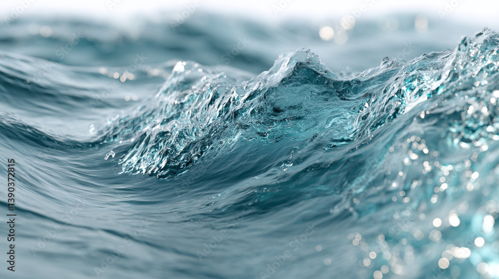 Poster a close up shot of a wave with turbulent water surface and bokeh lights in the background scenery