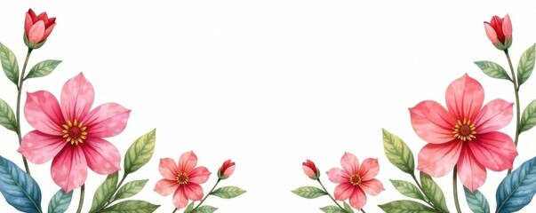 Fototapeta premium Loose watercolor style floral elements, ideal for whimsical projects , digital, loose, vector