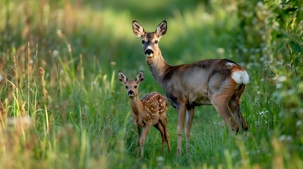 European deer in grass