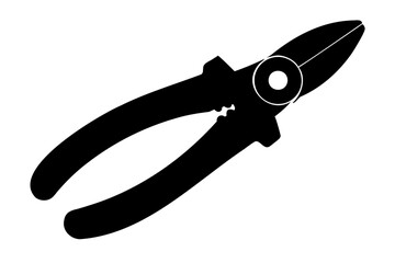 Cable Cutter Silhouette Vector Illustration Black Tool Design Isolated on Transparent Background